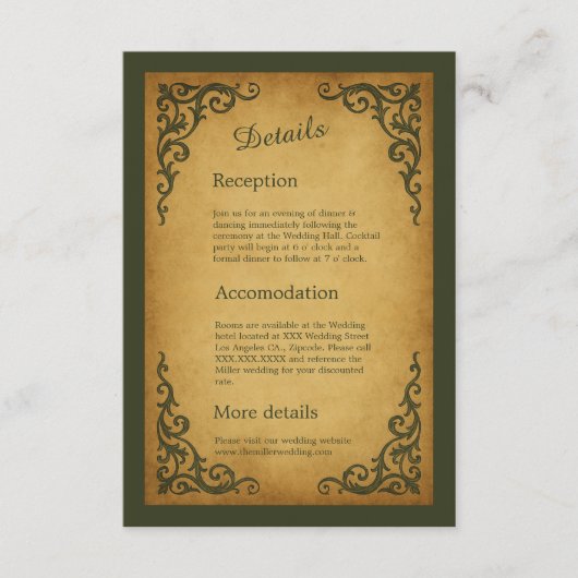 中世王室のヴィンテージス結婚クル エンクロージャーカード (正面)