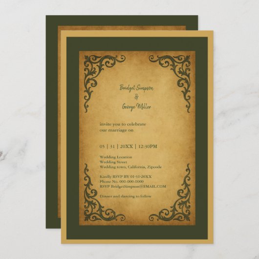 中世王室のヴィンテージス結婚クル 招待状 (正面/裏面)