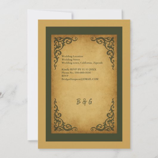 中世王室のヴィンテージス結婚クル 招待状 (裏面)