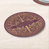 中世王室の刀の結婚弓形 ラウンドペーパーコースター (アングル)