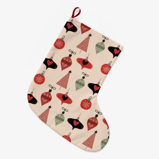 中世紀のクリスマスモダンの大きなクリスマスストック ラージクリスマスストッキング (正面 (吊り時))