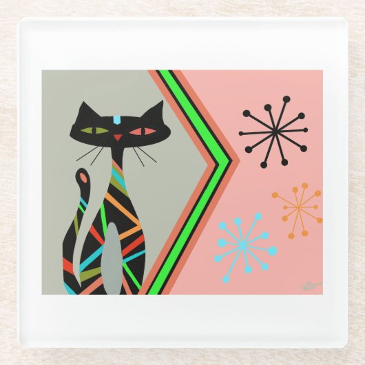 中世紀のコースターモダンアートの贈り物 ガラスコースター (正面)