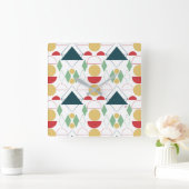 中世紀のジモダンオメトカラフルリ スクエア壁時計 (ホーム)