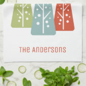 中世紀のモダンクリスマスの木パーソナライズされた材 キッチンタオル (折り畳み)