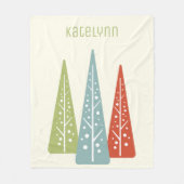 中世紀のモダンクリスマスの木パーソナライズされた材 フリースブランケット (正面)