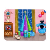 中世紀のモダンクリスマス原爆の時代の猫テレビ マグネット (横)