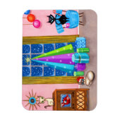 中世紀のモダンクリスマス原爆の時代の猫テレビ マグネット (縦)