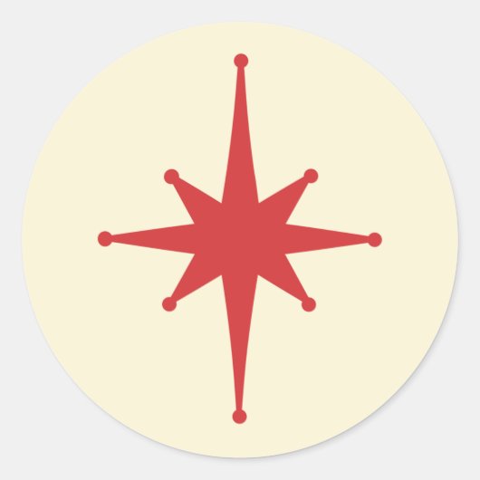 中世紀のモダンレトロスターinレッド&クリーム ラウンドシール (正面)