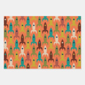 中世紀のモダン宇宙時代パターン ラッピングペーパーシート (正面2)