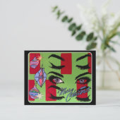 中世紀のモダン抽象芸術「サンタ、ベビー!」 ポストカード (スタンド正面)