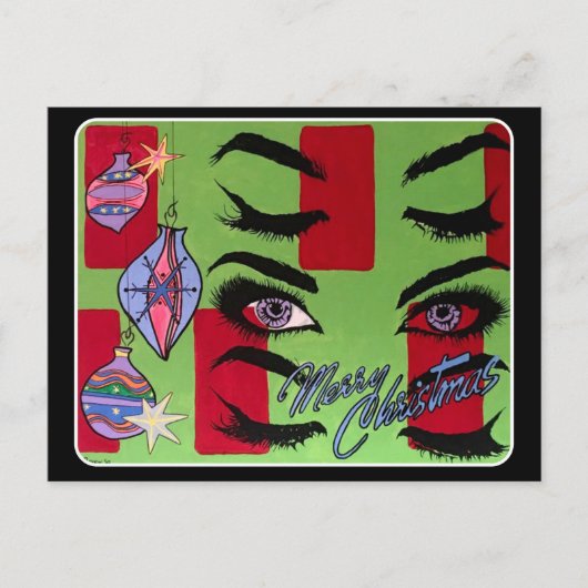 中世紀のモダン抽象芸術「サンタ、ベビー!」 ポストカード (正面)