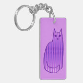 中世紀のモダン猫、蘭、紫 キーホルダー (正面左)