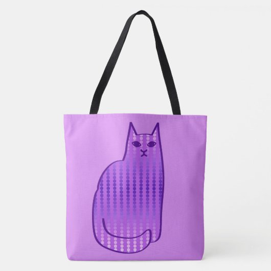 中世紀のモダン猫、蘭、紫 トートバッグ (正面)