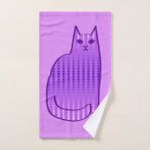 中世紀のモダン猫、蘭、紫 バスタオルセット (ハンドタオル)