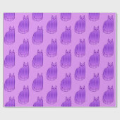 中世紀のモダン猫、蘭、紫 ラッピングペーパー (フラット)