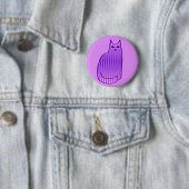 中世紀のモダン猫、蘭、紫 缶バッジ (インサイチュ)
