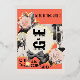 中世紀のヴィンテージコラージュ 箔招待状