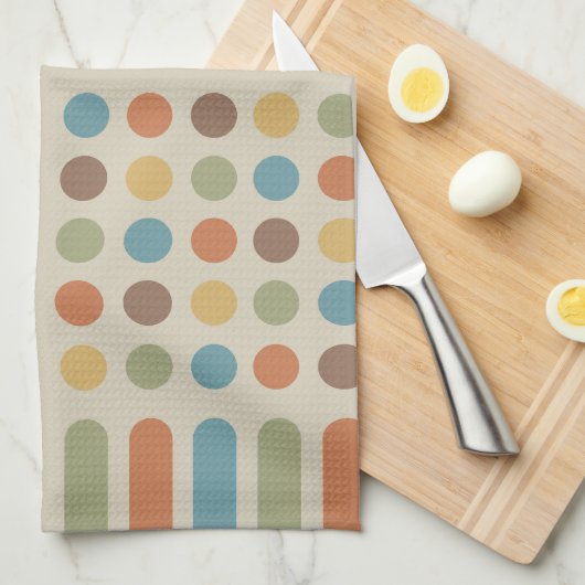 中世紀の円の線数々の色1 キッチンタオル (四つ折り)