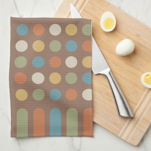 中世紀の円の線数々の色2 キッチンタオル (四つ折り)