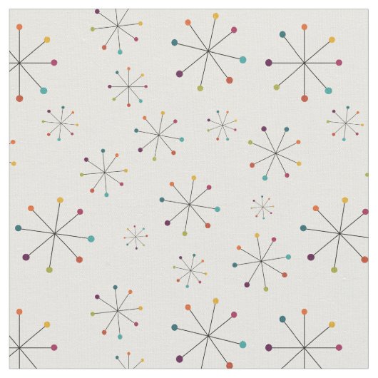 中世紀の原子モダン年齢クリームパターン ファブリック (クローズアップ)