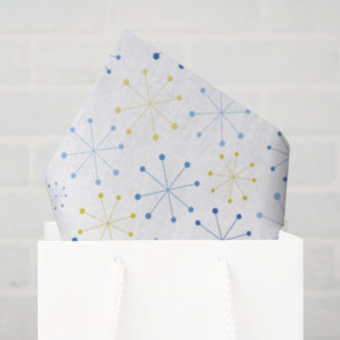 中世紀の原子モダン年齢ブルー黄色パターン 薄葉紙