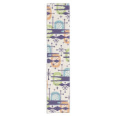 中世紀の原子モダン年齢抽象芸術パターン ショートテーブルランナー (正面)