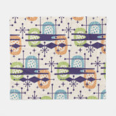 中世紀の原子モダン年齢抽象芸術パターン フリースブランケット (正面(横))