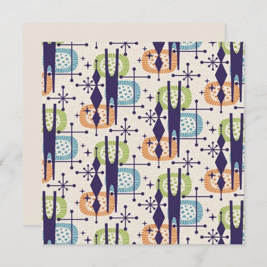 中世紀の原子モダン年齢抽象芸術パターン 招待状 (正面/裏面)