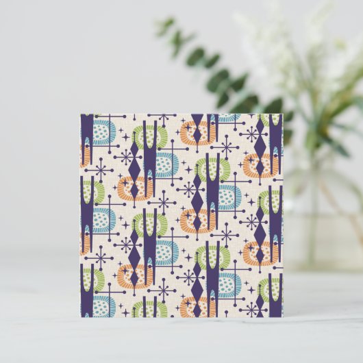 中世紀の原子モダン年齢抽象芸術パターン 招待状 (スタンド正面)