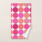 中世紀の巨大な点、明るい赤紫色ピンク、サンゴ バスタオルセット (ハンドタオル)