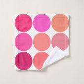 中世紀の巨大な点、明るい赤紫色ピンク、サンゴ バスタオルセット (ウォッシュタオル)