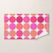 中世紀の巨大な点、明るい赤紫色ピンク、サンゴ バスタオルセット (ハンドタオル)