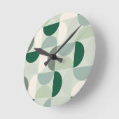 中世紀の抽象芸術パモダンターンセージグリーン ラウンド壁時計 (傾斜)