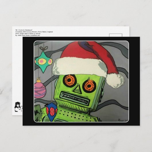 中世紀の抽象芸術モダンクリスマスロボット ポストカード (正面/裏面)