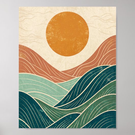 中世紀の抽象芸術モダン景観 ポスター (正面)