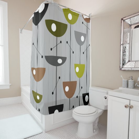 中世紀の棒花モダンたち シャワーカーテン (インサイチュ)