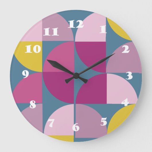 中世紀の温サイケデリック和な紫色 ラージ壁時計 (正面)