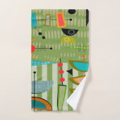 中世紀の緑のモダン抽象芸術バスタオルセット バスタオルセット (ハンドタオル)