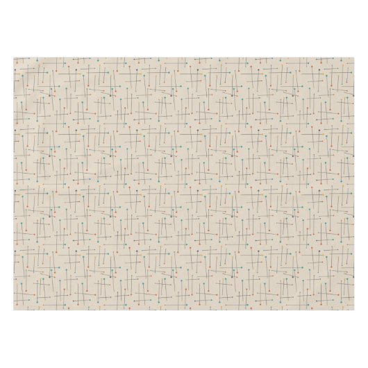 中世紀の線と円原子時代タン テーブルクロス (正面(横))