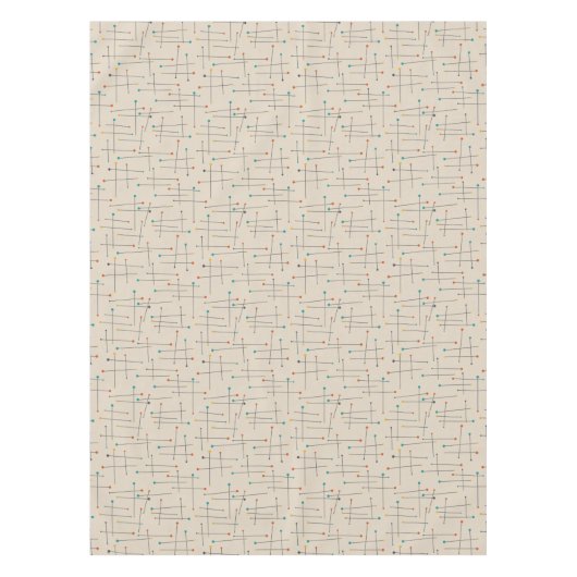 中世紀の線と円原子時代タン テーブルクロス (正面)