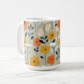 中世紀の花インスパイア柄 コーヒーマグカップ (正面左)