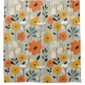 中世紀の花インスパイア柄 シャワーカーテン (正面)