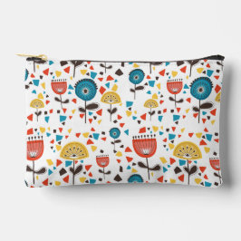 中世紀の花モダンカラフル柄 アクセサリーポーチ