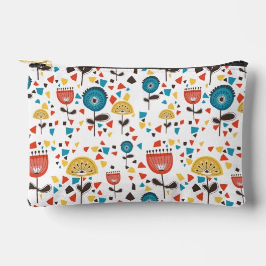 中世紀の花モダンカラフル柄 アクセサリーポーチ (正面)