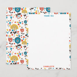 中世紀の花モダンカラフル柄 サンキューカード