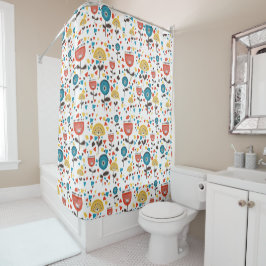 中世紀の花モダンカラフル柄 シャワーカーテン