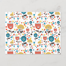 中世紀の花モダンカラフル柄 シーズンポストカード
