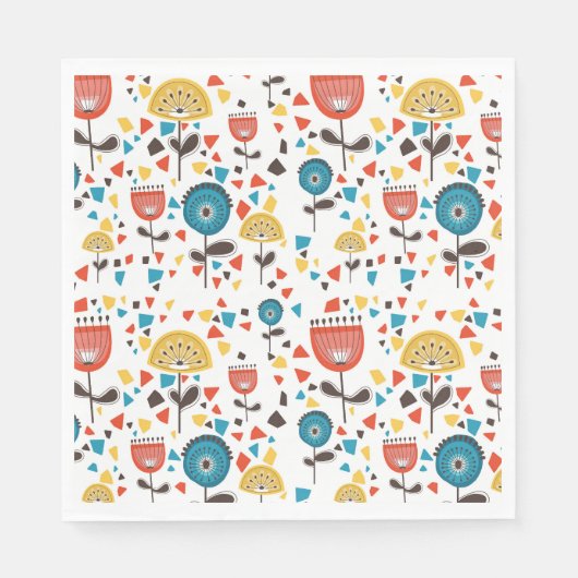 中世紀の花モダンカラフル柄 スタンダードランチョンナプキン (正面)