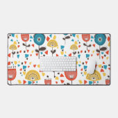 中世紀の花モダンカラフル柄 デスクマット (キーボード&マウス)