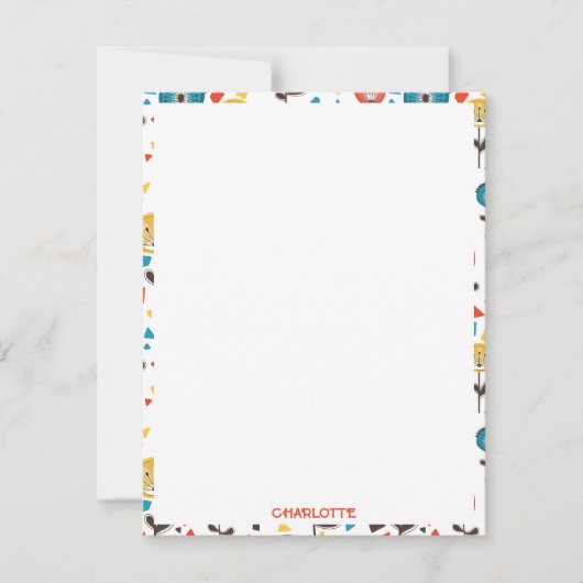 中世紀の花モダンカラフル柄 ノートカード (正面)